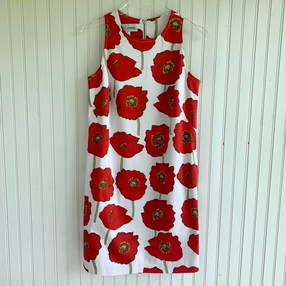 Sara Campbell Red Poppy Sheath Dress Size 8